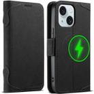 For iPhone 15 Plus SUTENI J07 Multifunctional Horizontal Flip Magsafe Leather Phone Case(Black) - 1