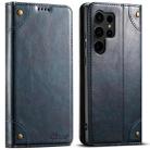 For Samsug Galaxy S24 Ultra 5G Suteni Baroque Calf Texture Buckle Wallet Leather Phone Case(Blue) - 1