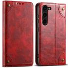 For Samsung Galaxy S24 5G Suteni Baroque Calf Texture Buckle Wallet Leather Phone Case(Red) - 1