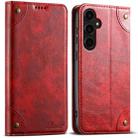 For Samsung Galaxy S23 FE 5G Suteni Baroque Calf Texture Buckle Wallet Leather Phone Case(Red) - 1