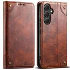 For Samsung Galaxy A24 5G Suteni Baroque Calf Texture Buckle Wallet Leather Phone Case(Khaki) - 1
