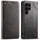 For Samsung Galaxy S22 Ultra 5G Suteni Baroque Calf Texture Buckle Wallet Leather Phone Case(Black) - 1