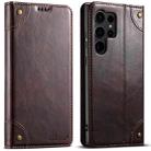 For Samsung Galaxy S22 Ultra 5G Suteni Baroque Calf Texture Buckle Wallet Leather Phone Case(Brown) - 1