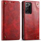 For Samsung Galaxy Note20 Suteni Baroque Calf Texture Buckle Wallet Leather Phone Case(Red) - 1