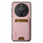 For Huawei Mate 60 Pro+ Suteni H02 Litchi Leather Card Wallet Stand Back Phone Case(Pink) - 1