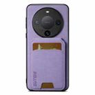 For Huawei Mate 60 Pro Suteni H02 Litchi Leather Card Wallet Stand Back Phone Case(Purple) - 1