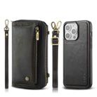 For iPhone 15 Pro Max Crossbody Multi-functional Zipper Wallet Leather Phone Case(Black) - 1