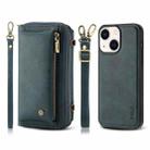 For iPhone 14 Plus Crossbody Multi-functional Zipper Wallet Leather Phone Case(Green) - 1