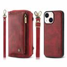 For iPhone 14 Crossbody Multi-functional Zipper Wallet Leather Phone Case(Red) - 1