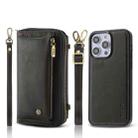 For iPhone 14 Pro Max Crossbody Multi-functional Zipper Wallet Leather Phone Case(Black) - 1