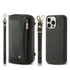 For iPhone 13 Pro Max Crossbody Multi-functional Zipper Wallet Leather Phone Case(Black) - 1