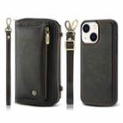 For iPhone 13 Crossbody Multi-functional Zipper Wallet Leather Phone Case(Black) - 1