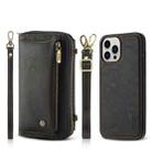 For iPhone 12 Pro Max Crossbody Multi-functional Zipper Wallet Leather Phone Case(Black) - 1