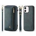 For iPhone 12 Crossbody Multi-functional Zipper Wallet Leather Phone Case(Green) - 1