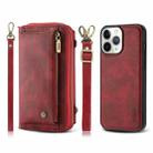 For iPhone 11 Pro Max Crossbody Multi-functional Zipper Wallet Leather Phone Case(Red) - 1
