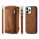 For iPhone 11 Pro Max Crossbody Multi-functional Zipper Wallet Leather Phone Case(Brown) - 1