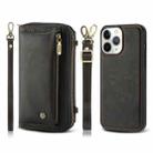 For iPhone 11 Pro Max Crossbody Multi-functional Zipper Wallet Leather Phone Case(Black) - 1