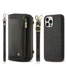 For iPhone 12   Pro Crossbody Multi-functional Zipper Wallet Leather Phone Case(Black) - 1