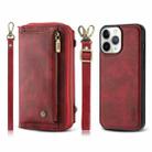 For iPhone 11 Pro Crossbody Multi-functional Zipper Wallet Leather Phone Case(Red) - 1