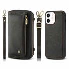 For iPhone 11 Crossbody Multi-functional Zipper Wallet Leather Phone Case(Black) - 1