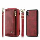 For iPhone XS Max Crossbody Multi-functional Zipper Wallet Leather Phone Case(Red) - 1