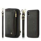 For iPhone XS Max Crossbody Multi-functional Zipper Wallet Leather Phone Case(Black) - 1