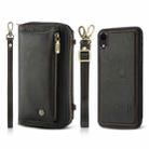 For iPhone XR Crossbody Multi-functional Zipper Wallet Leather Phone Case(Black) - 1