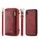 For iPhone X Crossbody Multi-functional Zipper Wallet Leather Phone Case(Red) - 1