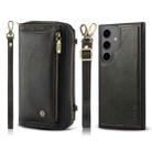 For Samsung Galaxy S24+ 5G Crossbody Multi-functional Zipper Wallet Leather Phone Case(Black) - 1