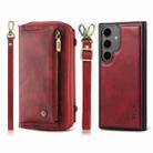 For Samsung Galaxy S24+ 5G Crossbody Multi-functional Zipper Wallet Leather Phone Case(Red) - 1