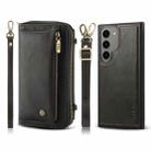 For Samsung Galaxy S23+ 5G Crossbody Multi-functional Zipper Wallet Leather Phone Case(Black) - 1