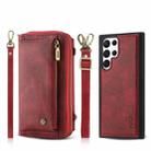 For Samsung Galaxy S22 Ultra 5G Crossbody Multi-functional Zipper Wallet Leather Phone Case(Red) - 1