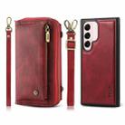 For Samsung Galaxy S22 5G Crossbody Multi-functional Zipper Wallet Leather Phone Case(Red) - 1