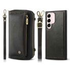 For Samsung Galaxy S22+ 5G Crossbody Multi-functional Zipper Wallet Leather Phone Case(Black) - 1