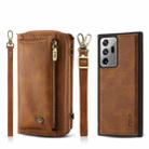 For Samsung Galaxy Note20 Crossbody Multi-functional Zipper Wallet Leather Phone Case(Brown) - 1