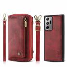 For Samsung Galaxy Note20 Crossbody Multi-functional Zipper Wallet Leather Phone Case(Red) - 1