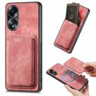 For OPPO A58 4G Retro Leather Card Bag Magnetic Phone Case(Pink) - 1