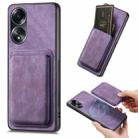 For OPPO A58 4G Retro Leather Card Bag Magnetic Phone Case(Purple) - 1