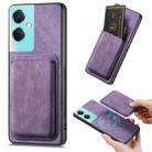 For OPPO K11 5G Retro Leather Card Bag Magnetic Phone Case(Purple) - 1