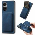 For OPPO Reno10 Global Retro Leather Card Bag Magnetic Phone Case(Blue) - 1