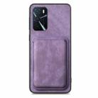 For OPPO Reno10 Pro Global Retro Leather Card Bag Magnetic Phone Case(Purple) - 2