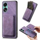 For OPPO A78 4G Retro Leather Card Bag Magnetic Phone Case(Purple) - 1