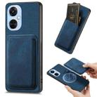 For OPPO K11X 5G Retro Leather Card Bag Magnetic Phone Case(Blue) - 1