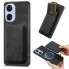 For OPPO K11X 5G Retro Leather Card Bag Magnetic Phone Case(Black) - 1