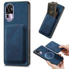 For OPPO Reno10 Pro+ Retro Leather Card Bag Magnetic Phone Case(Blue) - 1