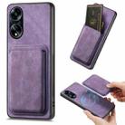 For OPPO A1 5G Retro Leather Card Bag Magnetic Phone Case(Purple) - 1