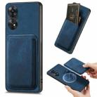 For OPPO Reno8 T 4G Retro Leather Card Bag Magnetic Phone Case(Blue) - 1