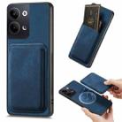 For OPPO Reno9 5G Retro Leather Card Bag Magnetic Phone Case(Blue) - 1