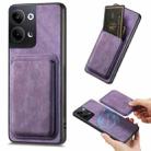 For OPPO Reno9 5G Retro Leather Card Bag Magnetic Phone Case(Purple) - 1