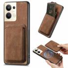 For OPPO Reno9 Pro+ 5G Retro Leather Card Bag Magnetic Phone Case(Brown) - 1